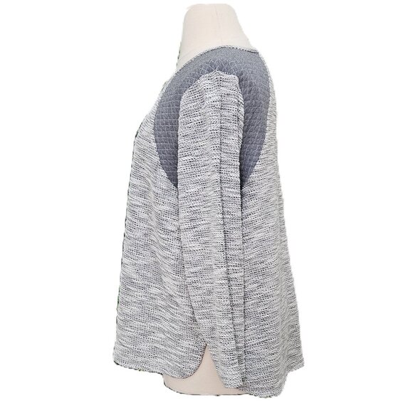 Plus Size Textured Cotton Blend Curved Hem Sweater - Picture 2 of 13